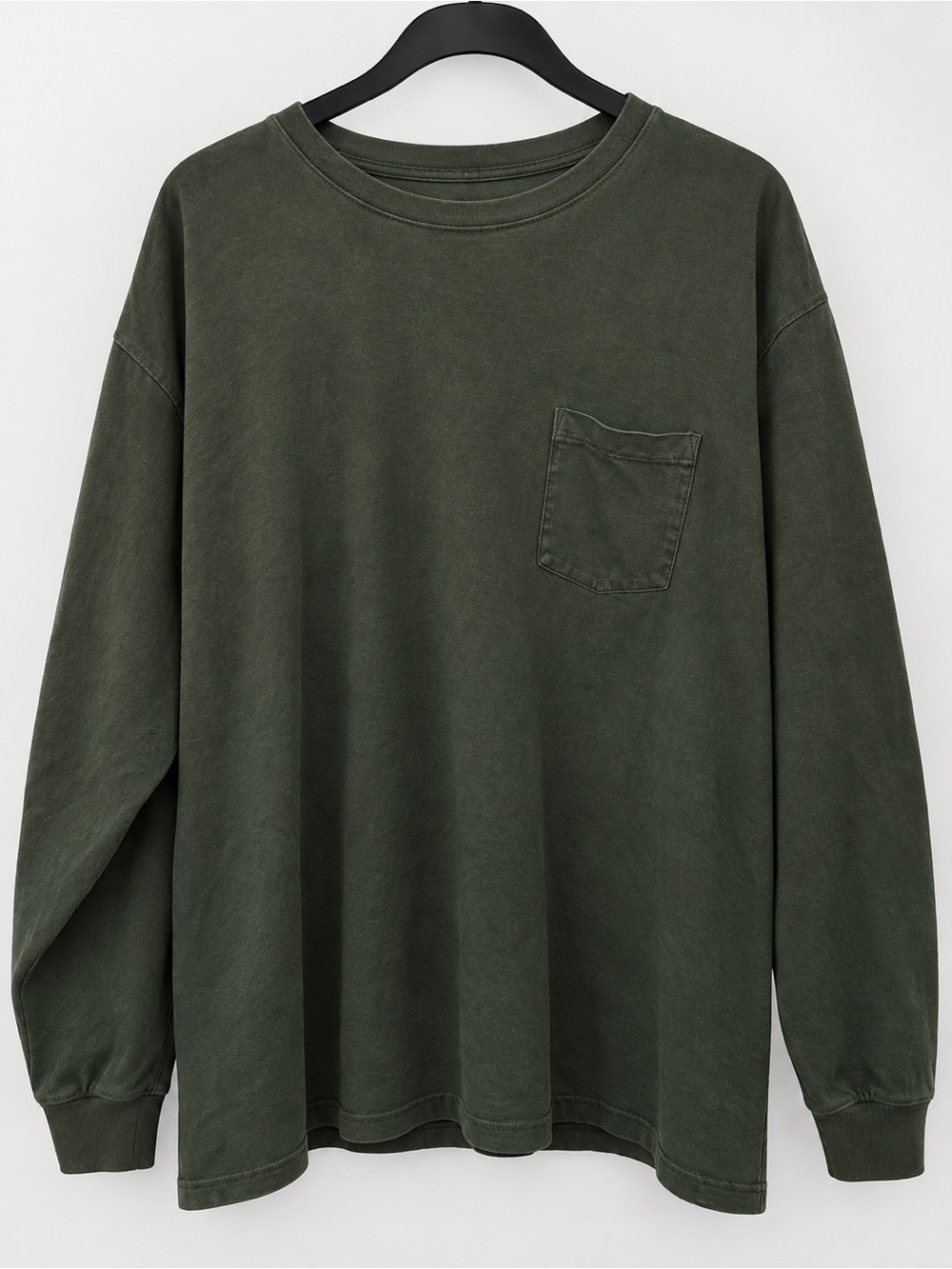 Vintage Eddie Bauer Men’s XL Olive Green Long Sleeve Pocket T-Shirt 100% Cotton